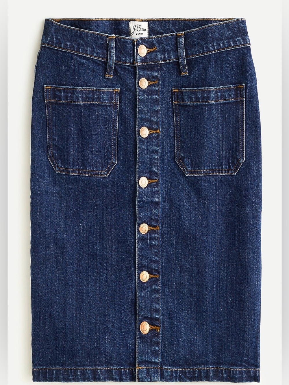 J. Crew Denim Button-Front Skirt in Medium Wash